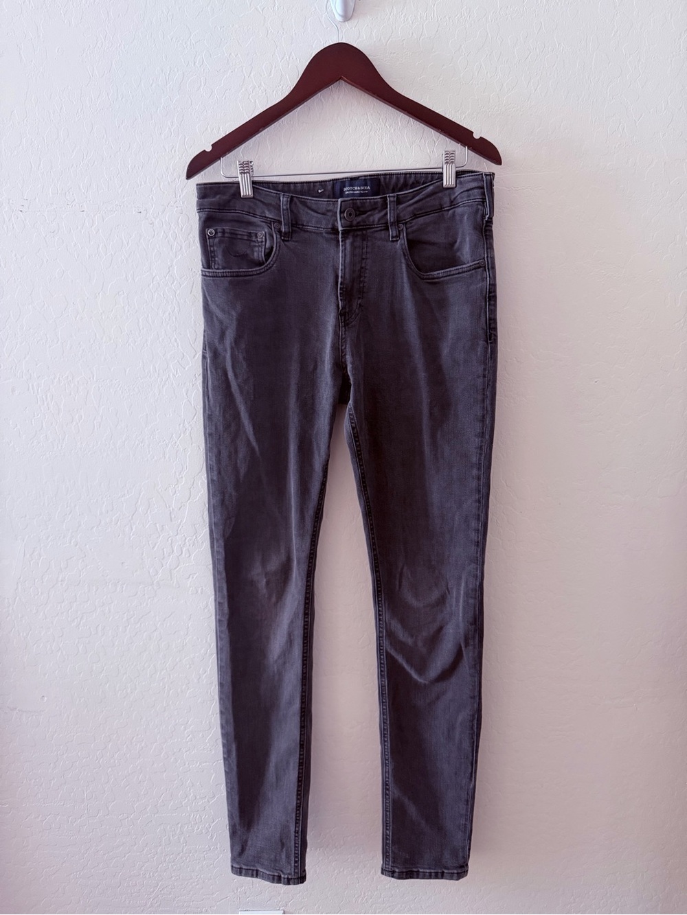 Scotch & Soda Skim Skinny Jeans Mens 32x34 Gray Black Stretch Denim